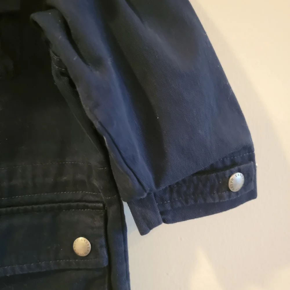 Polo Ralph Lauren Navy Blue Cotton Canvas Trench jacket size 2 t Runs Big